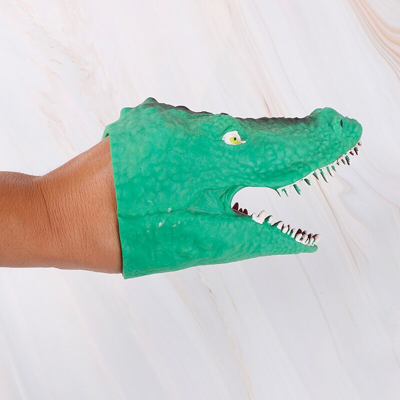 Green Soft Vinyl TPR Crocodile Hand Puppet Animal Head Hand Puppets Kids Toys Figure Vividly Kids Toy