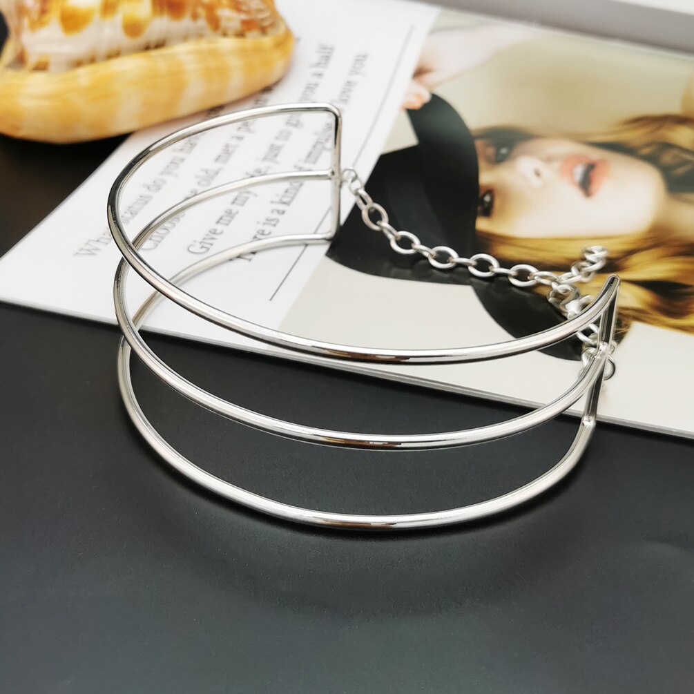 Manilai 3 camadas de metal torques gargantilha colares feminino pescoço ajuste bib colar ampla indicação maxi moda jóias africano