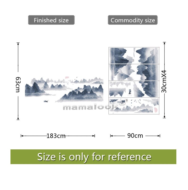 Chinese Style Sunset Landscape Wall Sticker Wallpaper Living Room Bedroom Background Mural Home Decor: Default Title