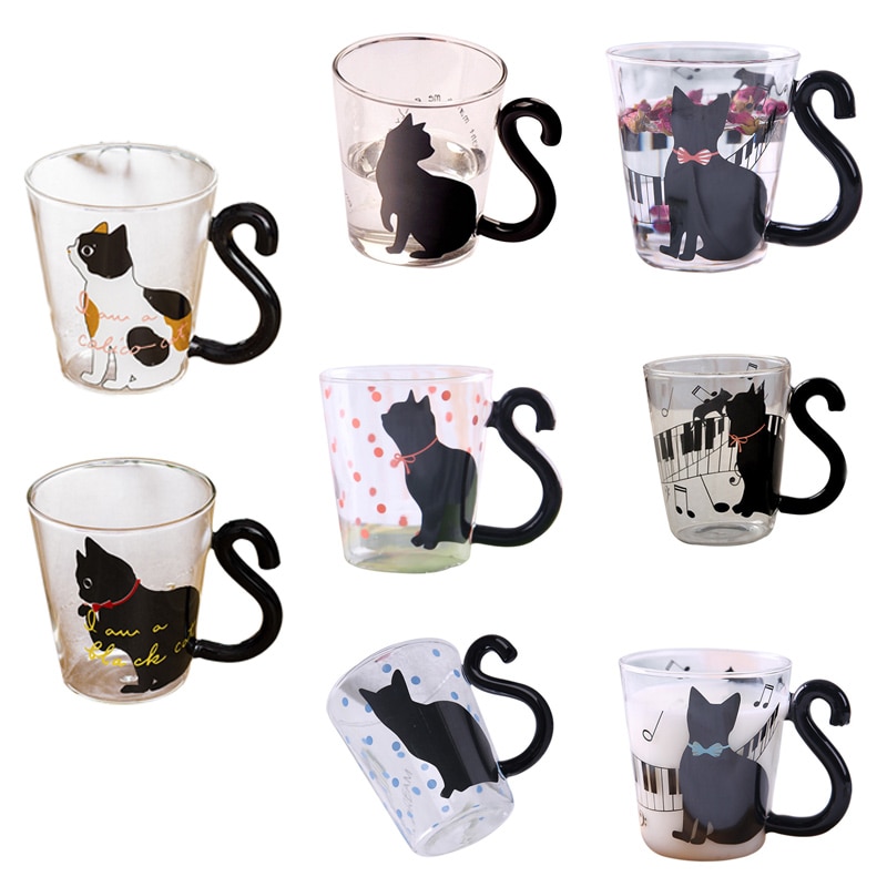 Cute Cat Milk Coffee Mug Water Glass Mug Cup Tea Cup Cartoon Home Office Cup For Fruit Juice Insulated Coffee Mugs