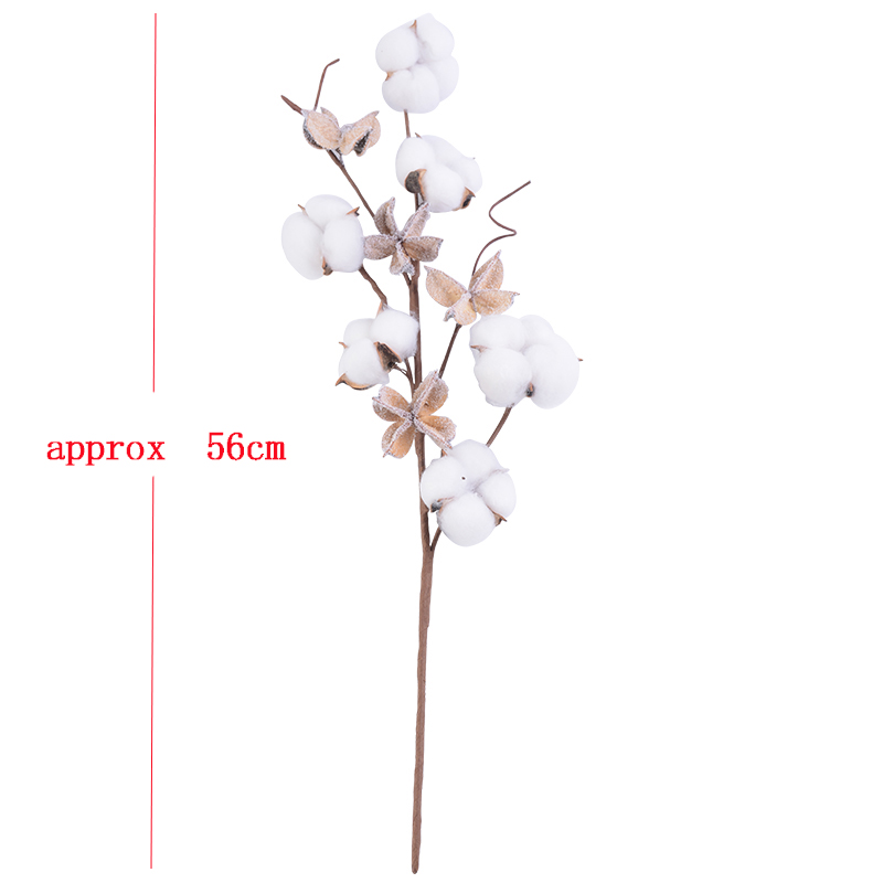 Branche de fleur artificielle en coton naturel, 1 pièce, pour décoration de mariage, noël, couronne faite à la main, fleur de Kapok, fournitures de décoration pour la maison: StyleD