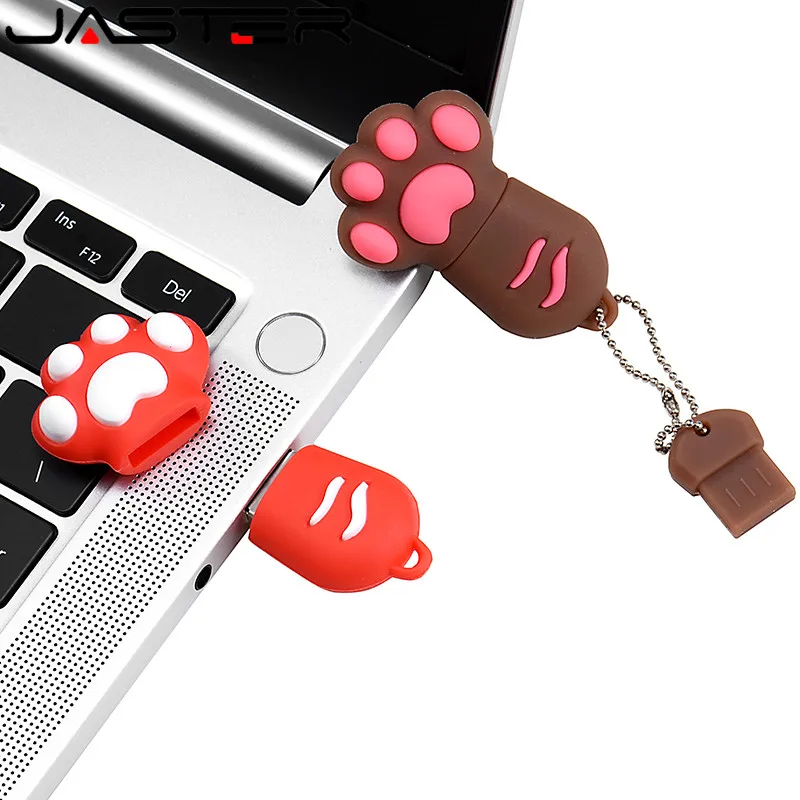 JASTER dessin animé chat griffe USB clés 64GB mignon stylo lecteur 32GB 16GB Mini Gel de silice USB bâton pour les enfants