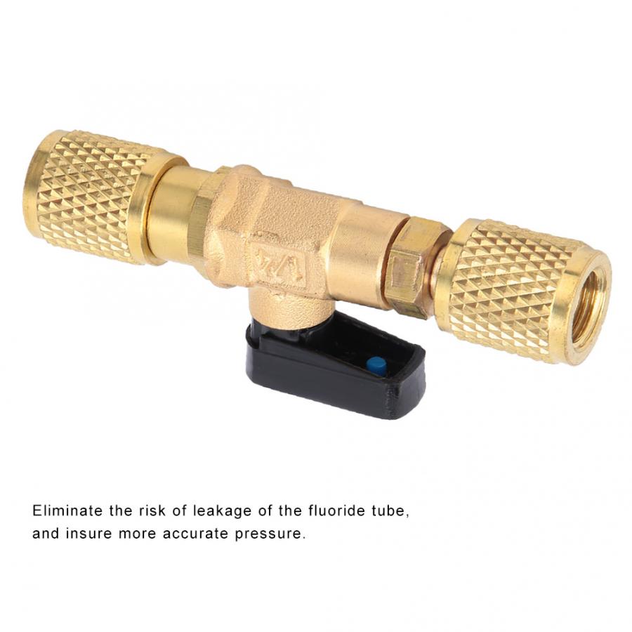 G1/4" Brass Refrigeration Ball Valve Adapter Connector Air Conditioning Vacuum Gauge Accurate Pressure-Preserving
