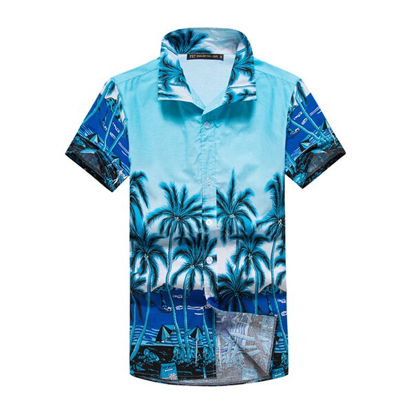 Verano , camisetas holgadas de talla grande para hombre, camiseta de playa con estampado de cocoteros a la , camisetas de manga corta con cuello vuelto: 1 / 4XL