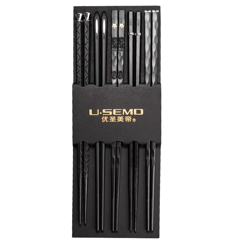 5 Pairs Japanese Chinese Chopsticks Food Sushi Sticks Reusable Korean Chopsticks Set Metal Alloy Tableware cooking chopsticks: C-5 pairs