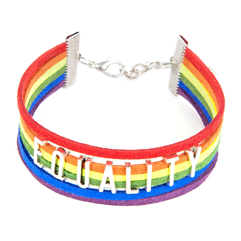 Multi-Layer Rainbow Leather LGBT Bracelets For Women Men Adjustable Bangles Gays Lesbian 'PRIDE','EQUALITY' Letter Pulseras