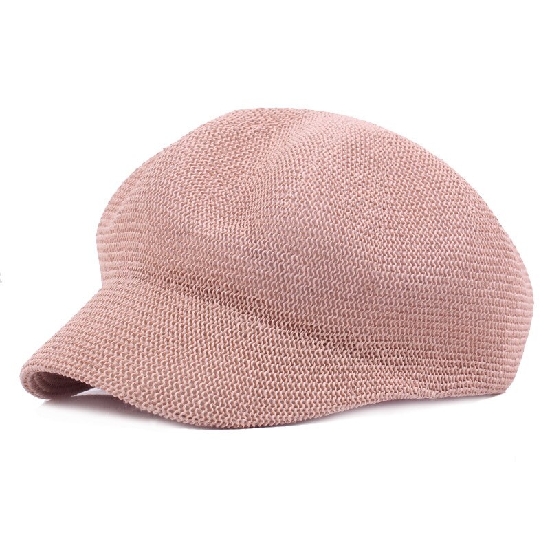 Automne hiver gavroche casquettes hommes femmes Tweed octogonal chapeau maille casquette béret chapeau respirant détective chapeaux rétro casquettes plates: Rose