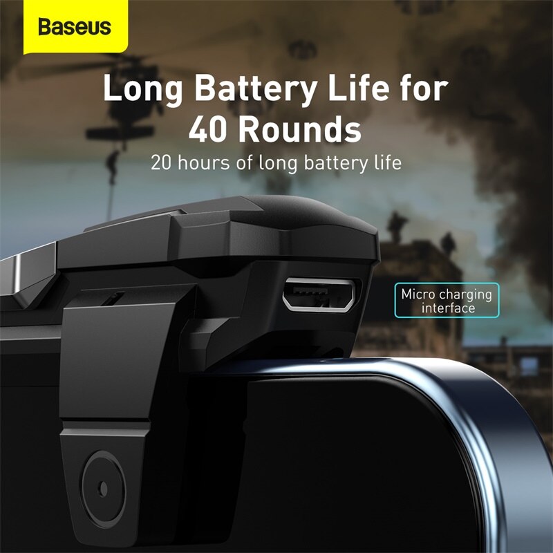 Baseus mobilspillutløser til pubg telefon spillkontroller gamepad joystick skyting  l1 r1 legeringsnøkkelknapp til iphone samsung