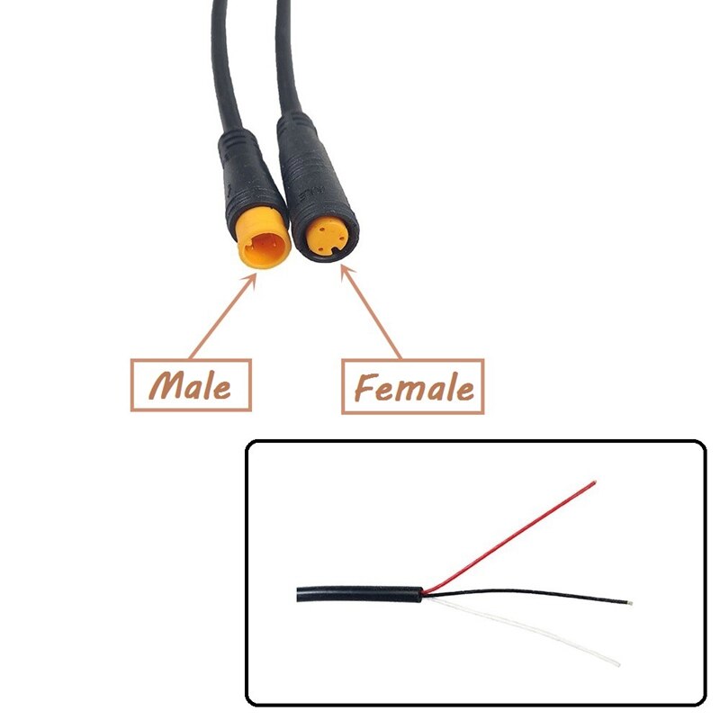 Waterdichte Kabel Connector Voor Ebike Licht Throttle Ebrake Display Ebike Onderdelen Verleng Kabel: 3 Male