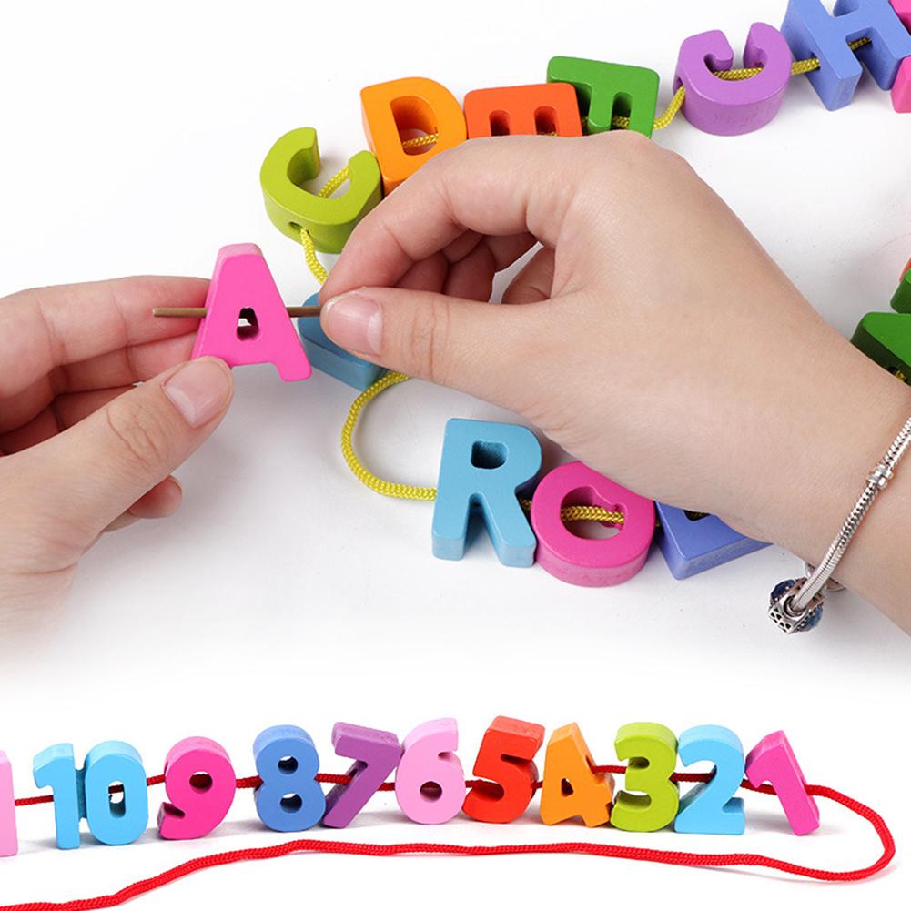 Alfabet Abc Nummers Houten Puzzels Rijgen Kralen Spel Onderwijs Kinderen Speelgoed Kids Educatief Speelgoed Voor Kinderen