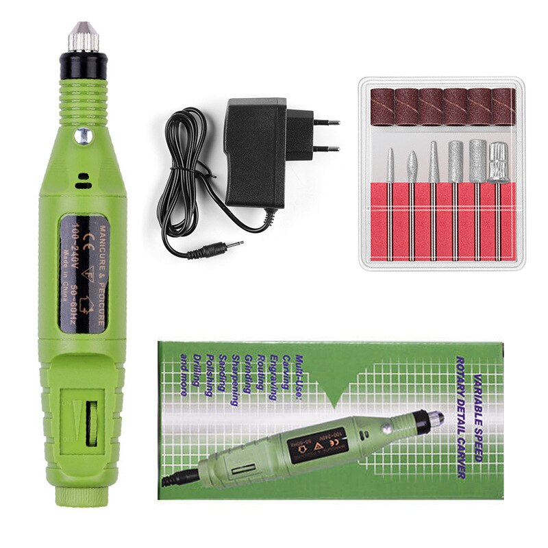 Professionele Elektrische Nagel Boor Machine Manicure Machine Pedicure Boor Set Keramische Nagelvijl Nail Boor Apparatuur Gereedschappen: EU  PLUG GREEN