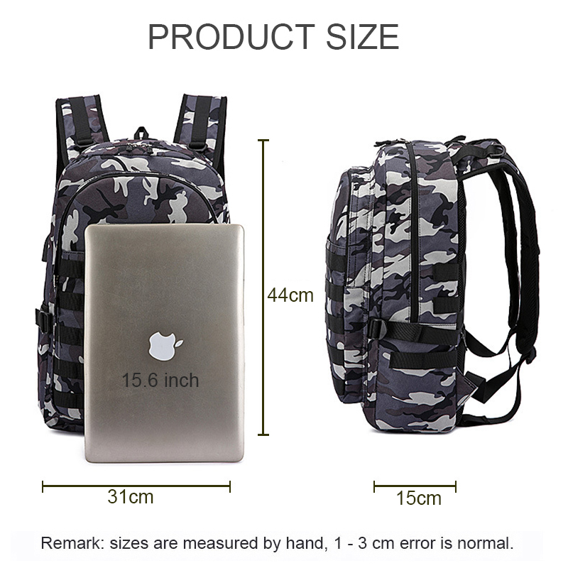 Men's Camouflage Canvas Backpack Adolescent Laptop Bag Student School Travel Knapsack Chicken Eating Game Three-level Pack