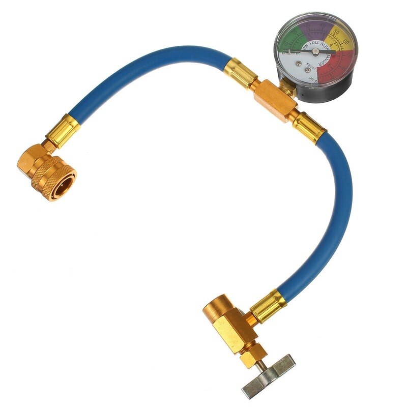R134A Car Ac Refrigerant Charge Hose Kit Recharge Hose With Gauge,A/C 1/2 Recharge Measuring Kit Can Tap Air Conditioning Pressu