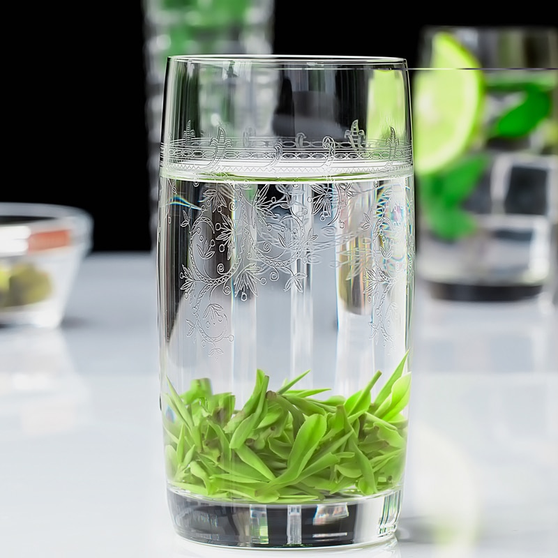 Snidade blommor kristallglas kopp tumlare glas whisky te juice glas vin koppar bar hotell fest bröllop drinkware