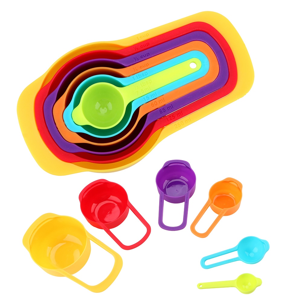 Keuken Maatlepels Maatbeker Kleurrijke Plastic Maatregel Lepel Keuken Bakken Gereedschap Nuttig Suiker Taart Bakken Cup 6 Stks/set