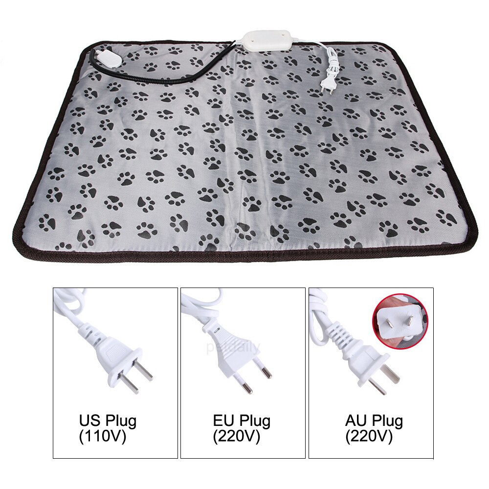 Regulowana elektryczna mata grzewcza dla zwierząt ochrona przed wyłączaniem anty ugryzienie wodoodporna podgrzewana podkładka termiczna dla psa Kot szczeniak - nas/EU/AU wtyczka