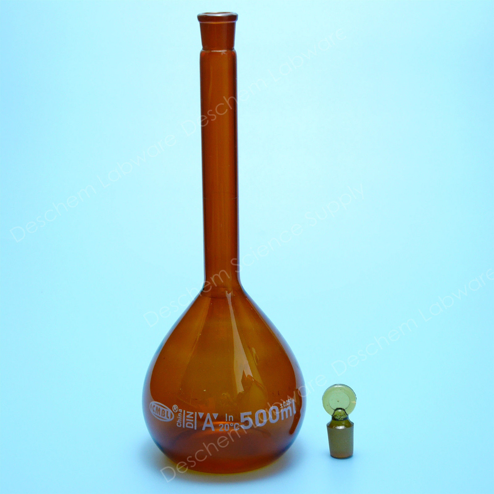500ml,Amber Brown Volumetric Flask,Glass Bottle,W/Stopper,Lab Chemical Glassware