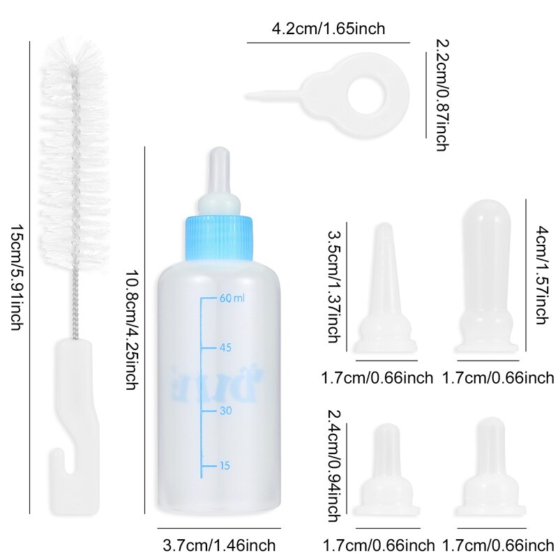 Puppy Nursing Bottle Kit Dog Cat Puppy Milk Feeding Bottle With 4 Replacement Nipples Milk Feeder Care Set And Nipple Brush