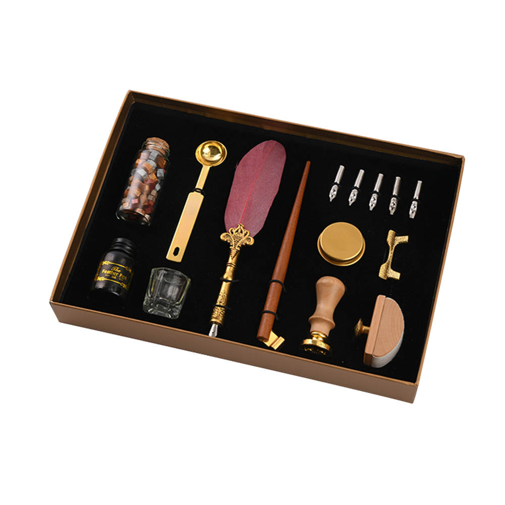 Kalligrafie Veer Dip Pen Schrijven Inkt Set Briefpapier Box Met 5 Nib Bruiloft Quill Pen Desi Fontein Bruiloft Pennen: 18