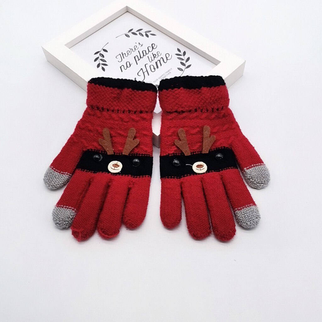 Kerst Winter Warme Handschoenen Kinderen Kids Cartoon Herten Patchwork Kleur Warm Gebreide Handschoenen Kids Unisex Handschoenen Wanten Accesso