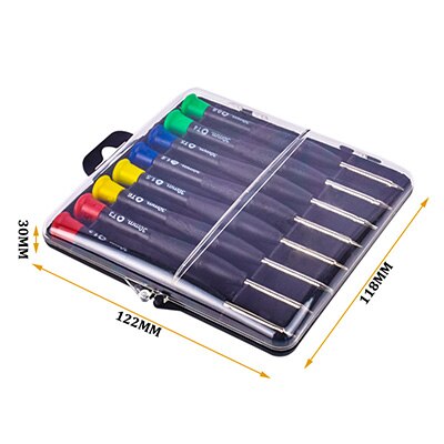 8stuks Precisie Schroevendraaierset - Magnetisch - T2/T3/T4/T5/T6/SL1.5/PH000 - Koolstofstaal - Mini: Default Title