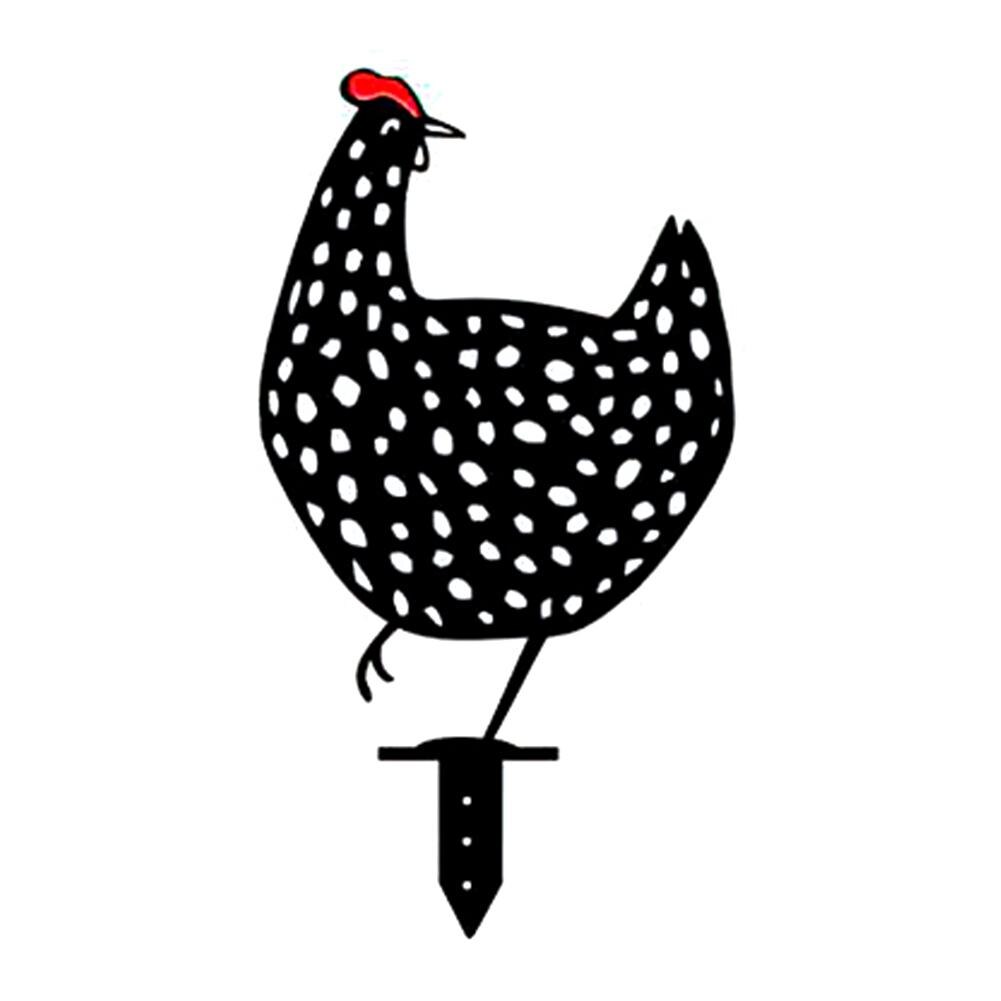 Metal Chicken Yard Art Silhouette Stake For Garden Country Yard Art Rooster Decoration: d