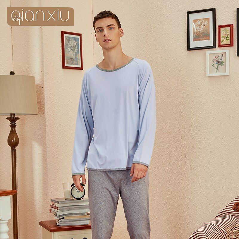 Autumn Fleece Men Round Collar Home Clothes Cotton Winter Pajamas Nightgowns Home Wear Large Size Wear Casual Wear