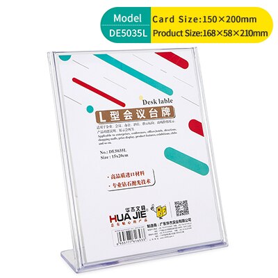 Supports d'étiquettes, cadre pour carte, pour bureau pour réunion, en forme de L, pour panneau Transparent, présentoir d'étiquettes de prix, fournitures de bureau, 5 pièces/lot: DE5035L 150x200mm