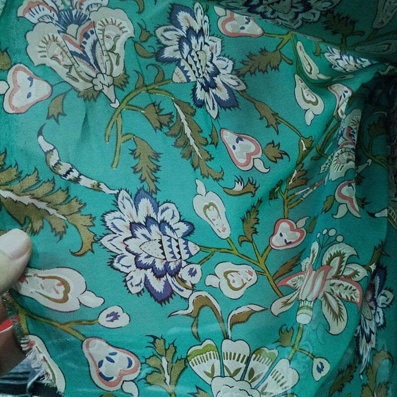 Vestido étnico de gasa costura Cosplay tela caída de gasa Paisley flor impreso transpirable falda camisa tela