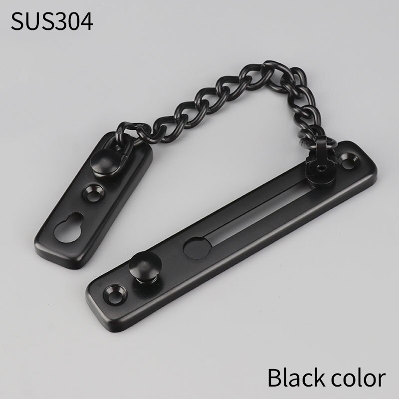 Thickened Stainless Steel Hotlinking Door Latch Hotel Company Home Security Chain Latch Door Chain Hardware Furniture: 304Black
