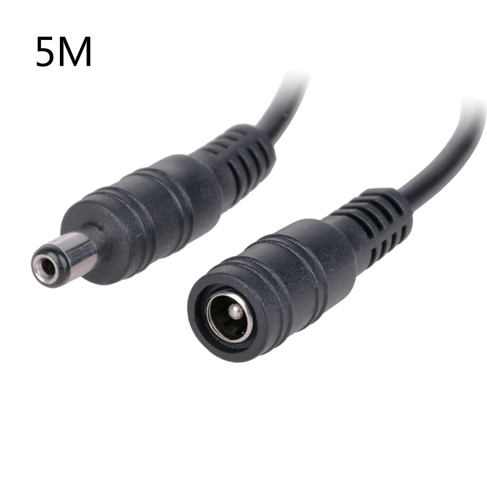 12V DC Power Extended Cable 1m/2m/3 /5m For Lamp Camera Black Male To Female PVC Material 5.5*2.1mm: 5M
