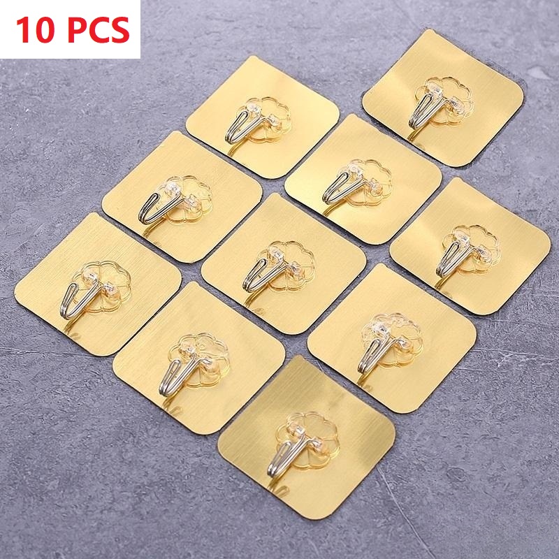 1-10 pezzi ganci autoadesivi resistenti in acciaio inossidabile trasparente appendiabiti per chiavi per cucina porta del bagno parete multifunzione: Army Green