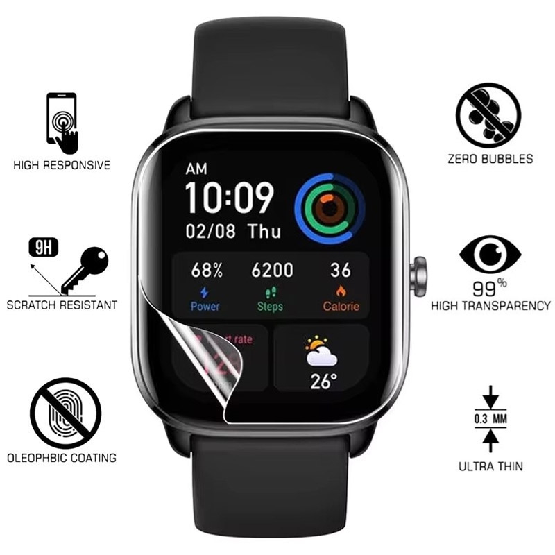 Película protetora de hidrogel de tela macia, 1-5 peças para amazfit gts 4 mini gts 3 2 mini gts 2e gtr 3/3 pro gts4 película protetora não é vidro