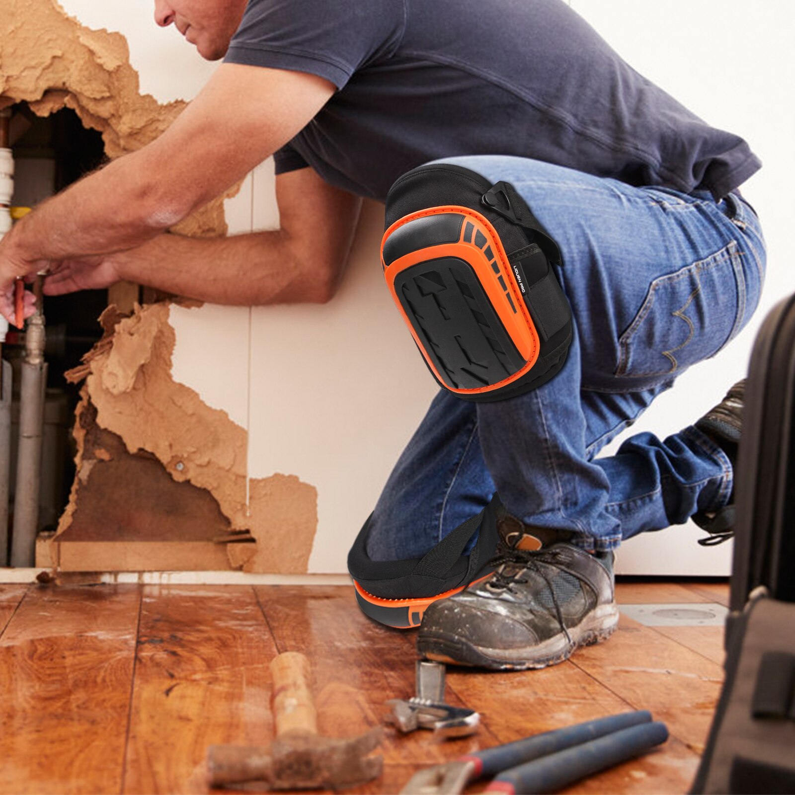 Professionele Gel Kniebeschermers Voor Werk, Bouw, Schoonmaken, vloeren Met Zware Schuimvulling En Sterke Rekbare Bandjes