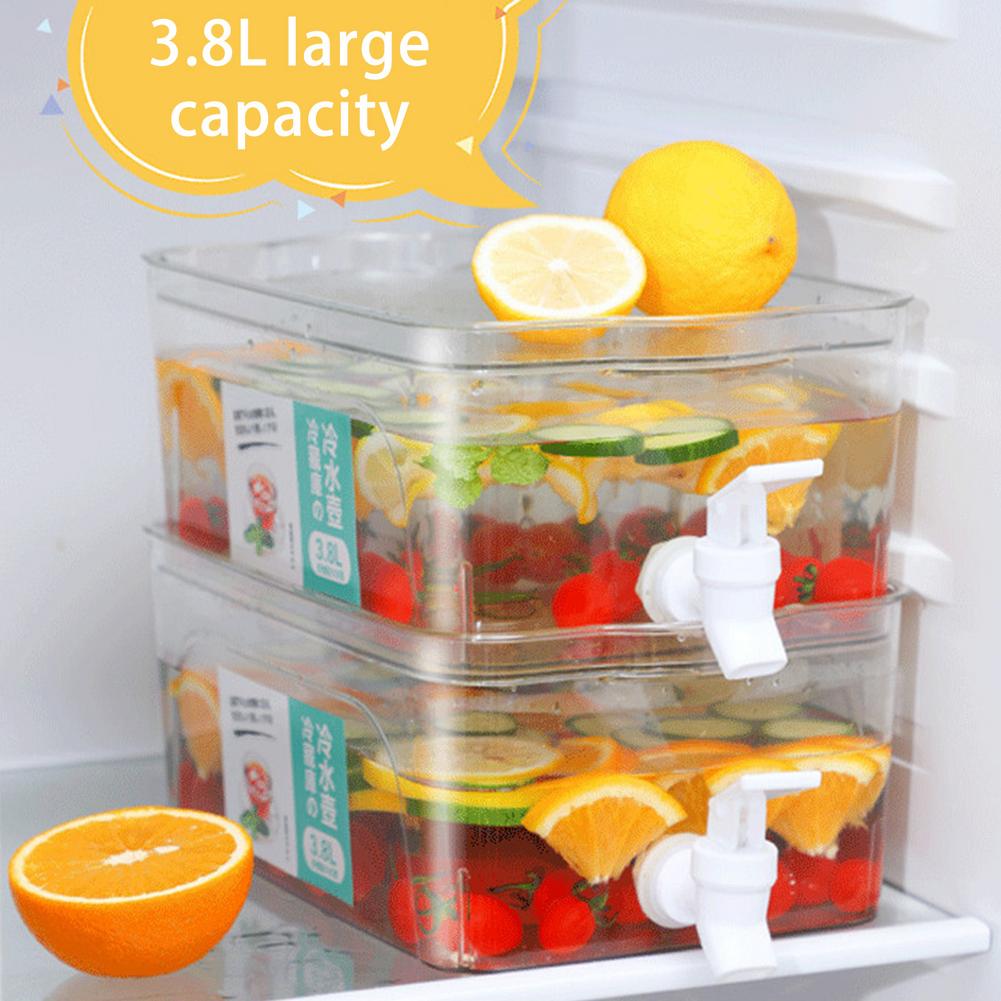 3.8L Beverage Container With Spigot &amp; Fruit Server Lid, Drink Dispenser, Lemon Juice Jug, Kitchen Drinkware Kettle Pot Bottle