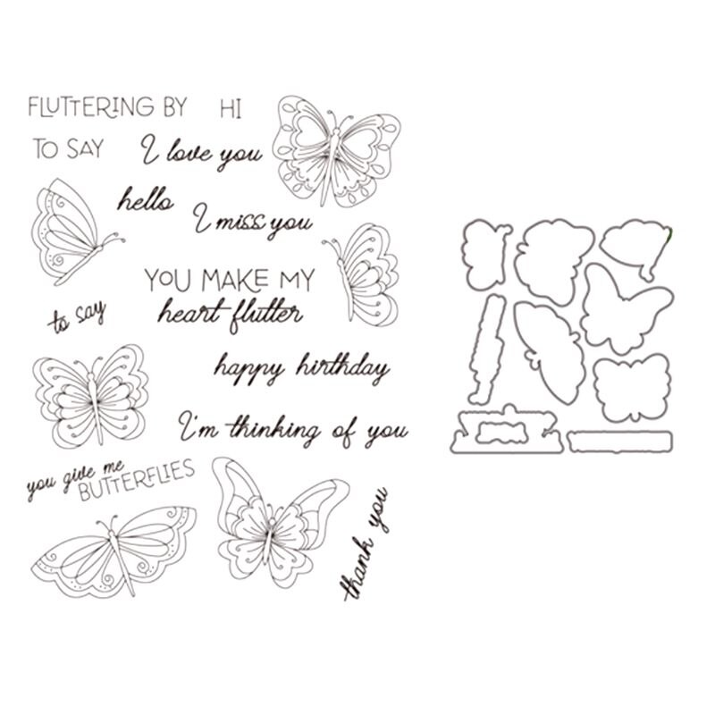 DIY Cutting Dies Stencil + Clear Rubber Stamps for Scrapbooking Embossing Paper Card Decor (Cutting Dies + Clear Stamp Seal): Default Title