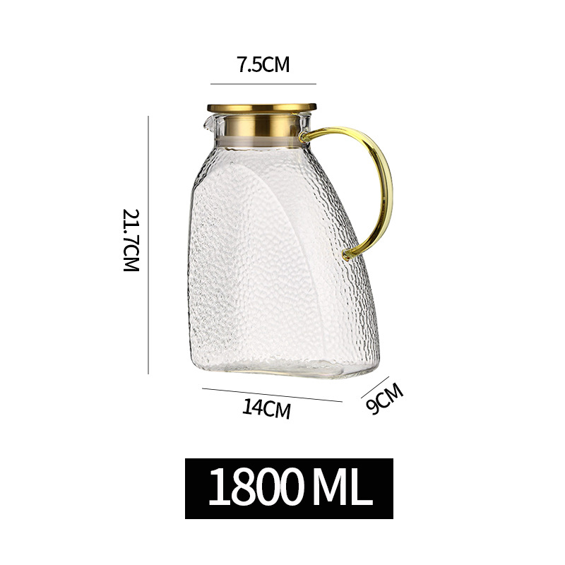 Pichet en verre pour porte de réfrigérateur avec couvercle, pichet d'eau Transparent, Carafe de porte de réfrigérateur étanche pour boissons chaudes ou froides (1,8 L/1,5 L): Bleu profond