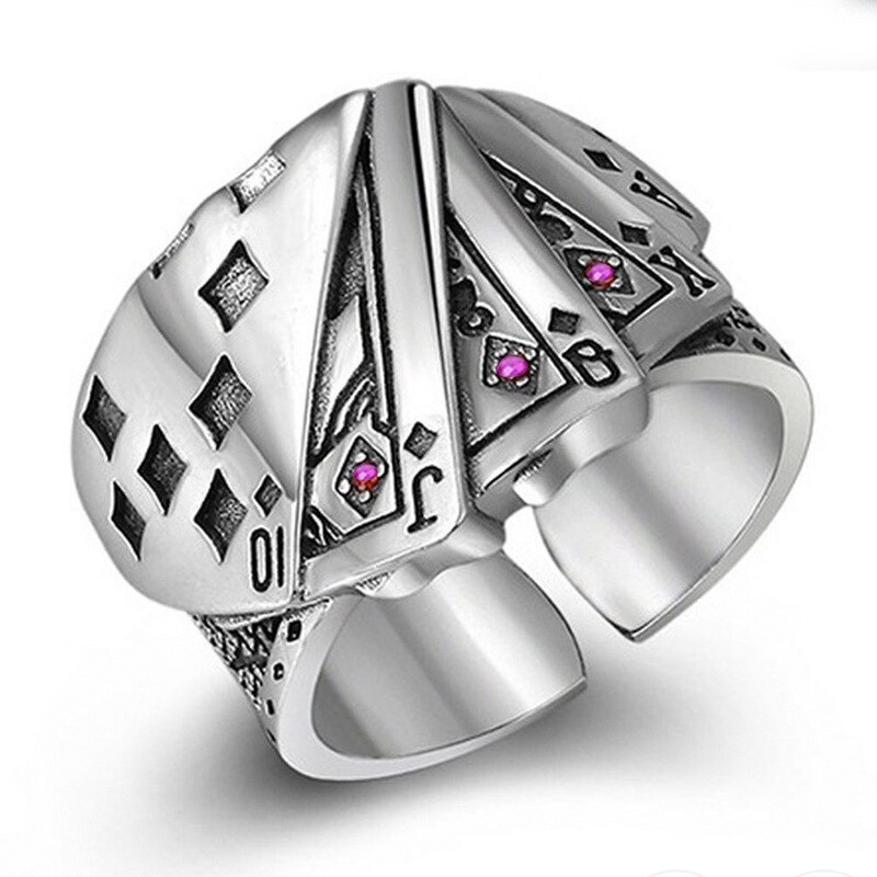 Kreative Spielkarte Ringe für Männer gotisch Dampf Punk Stil Einstellbare Ringe Hochzeit Engagement Schmuck Zubehör