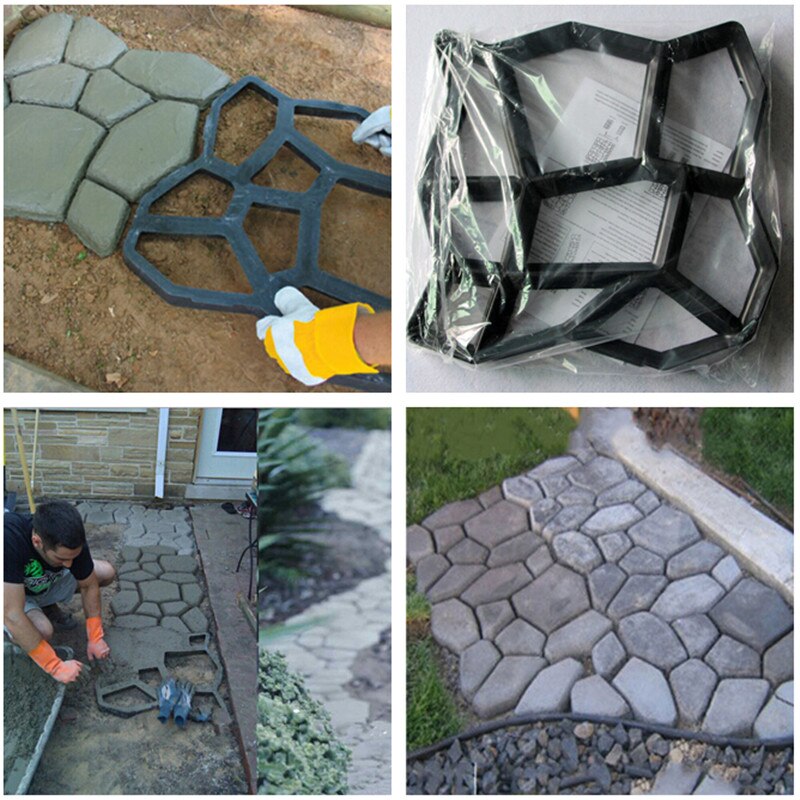 DIY Path Maker Mold Driveway Paving Brick Patio Concrete Slabs Path Pathmate Garden Fence Walk Maker Mould Manually Molds