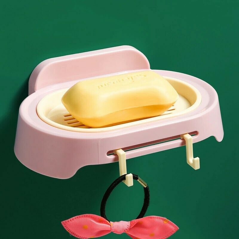 Porte-savon flexible en silicone pour salle de bain, 4 couleurs, support de rangement, boîte à savon, plateau, boîte de vidange: Rose