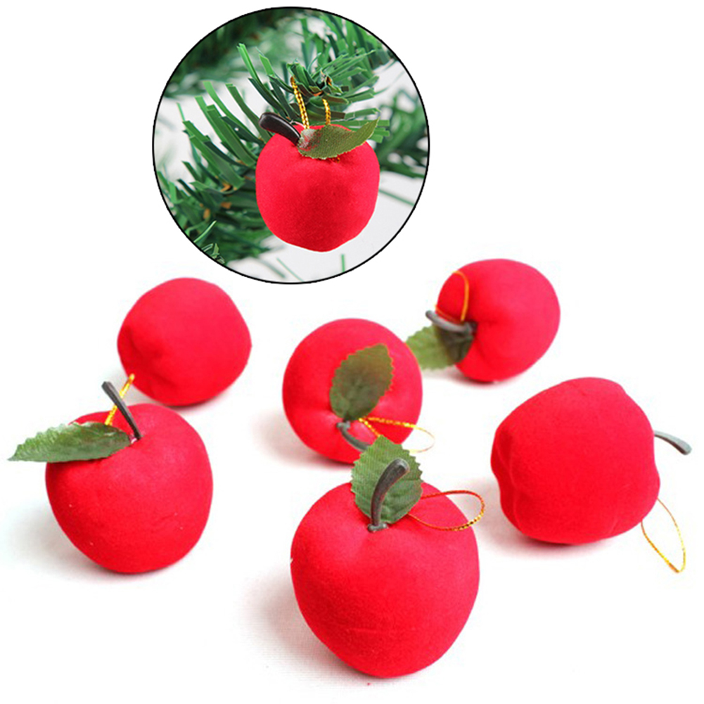 12 Uds. Decoración de navidad Manzana Roja adorno colgante de árbol de Navidad decoración para fiestas suministros