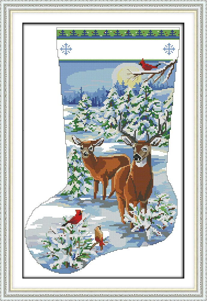 Christmas stocking (2) cross stitch kit DIY hand embroidery set craft handmade needlework