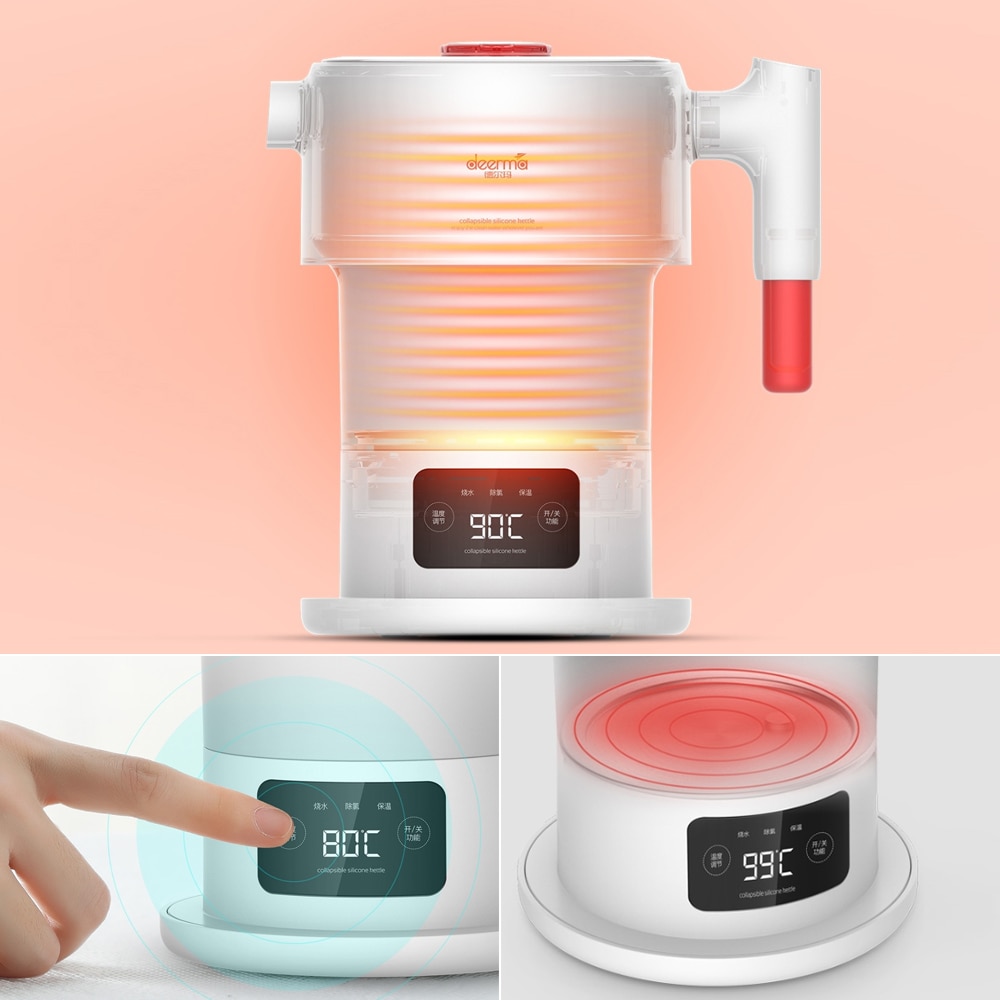 Xiaomi deerma sammenklappelig elkedel smart berøringsskærmsisolering kogende vandkedel med aftageligt håndtag 850w 100-240v