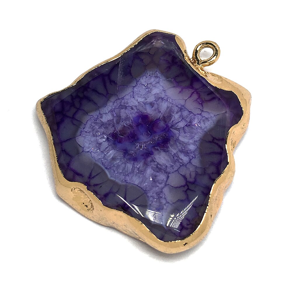 LE CIELO 1PC Naturale di Pietra di Vendita Caldo Alla Moda Agate Pendenti Con Gemme E Perle Del Pendente Della Collana per Monili Che Fanno FAI DA TE Collana: Purple