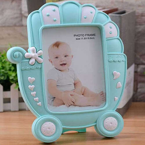 Child Infant Cartoon Photo Frame Photo Desktop Decor Picture Frame Picture Square Children: photo frame blue