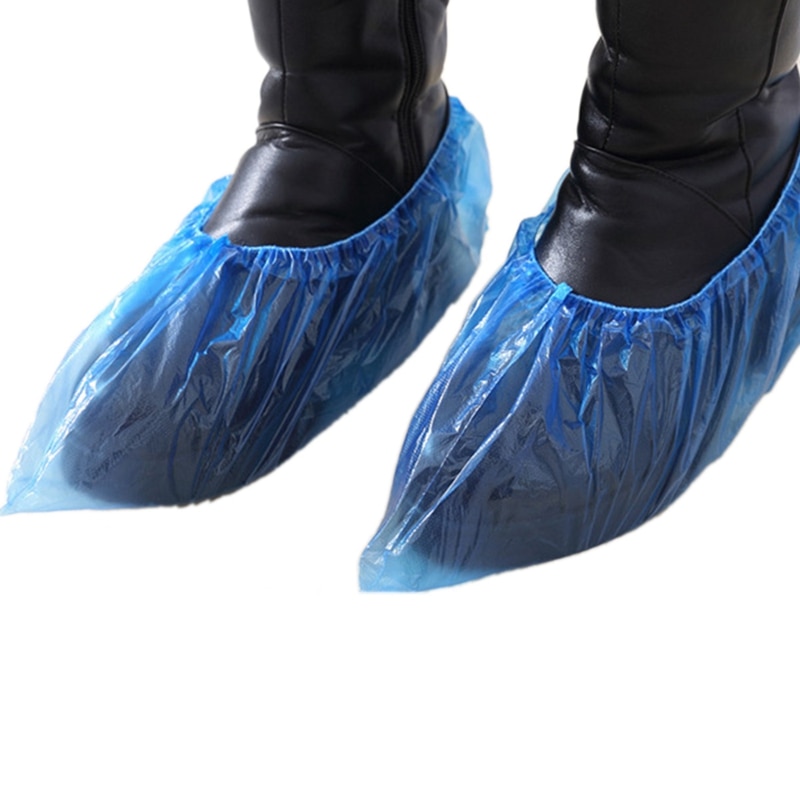 100Pcs Waterdichte Schoenen Boot Cover Plastic Wegwerp Overschoenen Protector Solid Clear Elastische