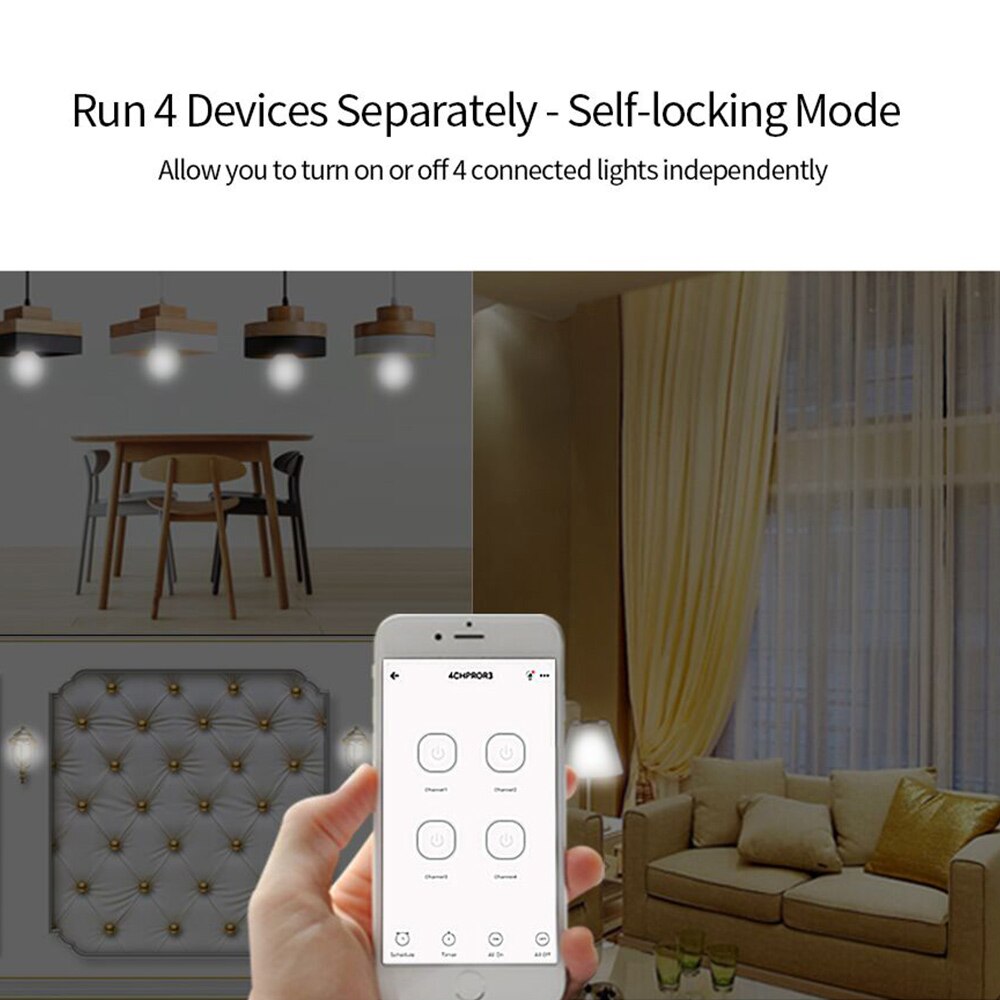 Itead sonoff 4ch pro  r3 4 kanaler gør det selv 433 mhz rf smart switch 220v tommer interlock selvlåsende relæ wifi switch smart home