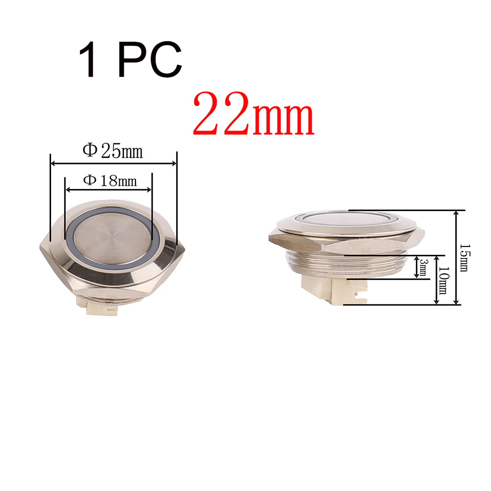 12/16/19/22mm Interruttore a pulsante ultra corto Impermeabile 1no Metallo con filo 150mm Anello Annluar 3-6V Rosso Verde Blu: 3XL / marrone / 380V