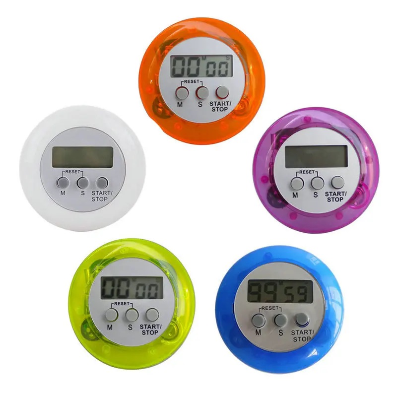 Five kinds of color Circular LCD digital kitchen countdown timer Cooking counter Reverse timer alarm clock magnetic