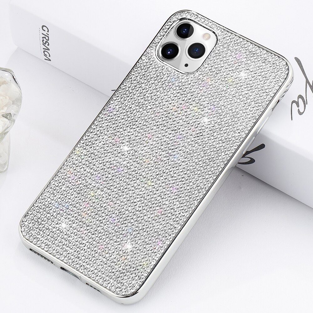 Bling di Scintillio Della Cassa del Rhinestone Per il iPhone 11 Pro Xs Max Xr X Popolare Soft Cover Per 7 8 Più di 6 6S SE2020 12 Mini Antiurto Coque